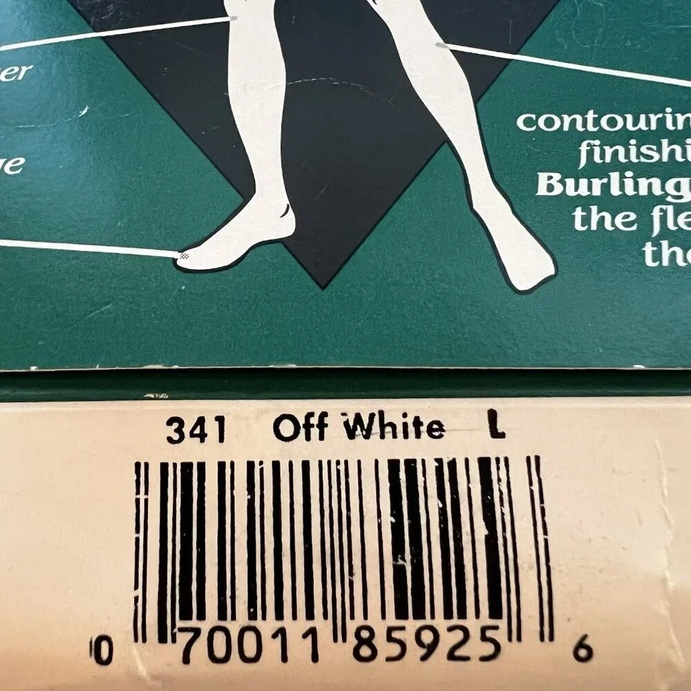 Burlington Sheer Legacy Pantyhose Long Off White Sheer Toe Size Large Vtg NOS